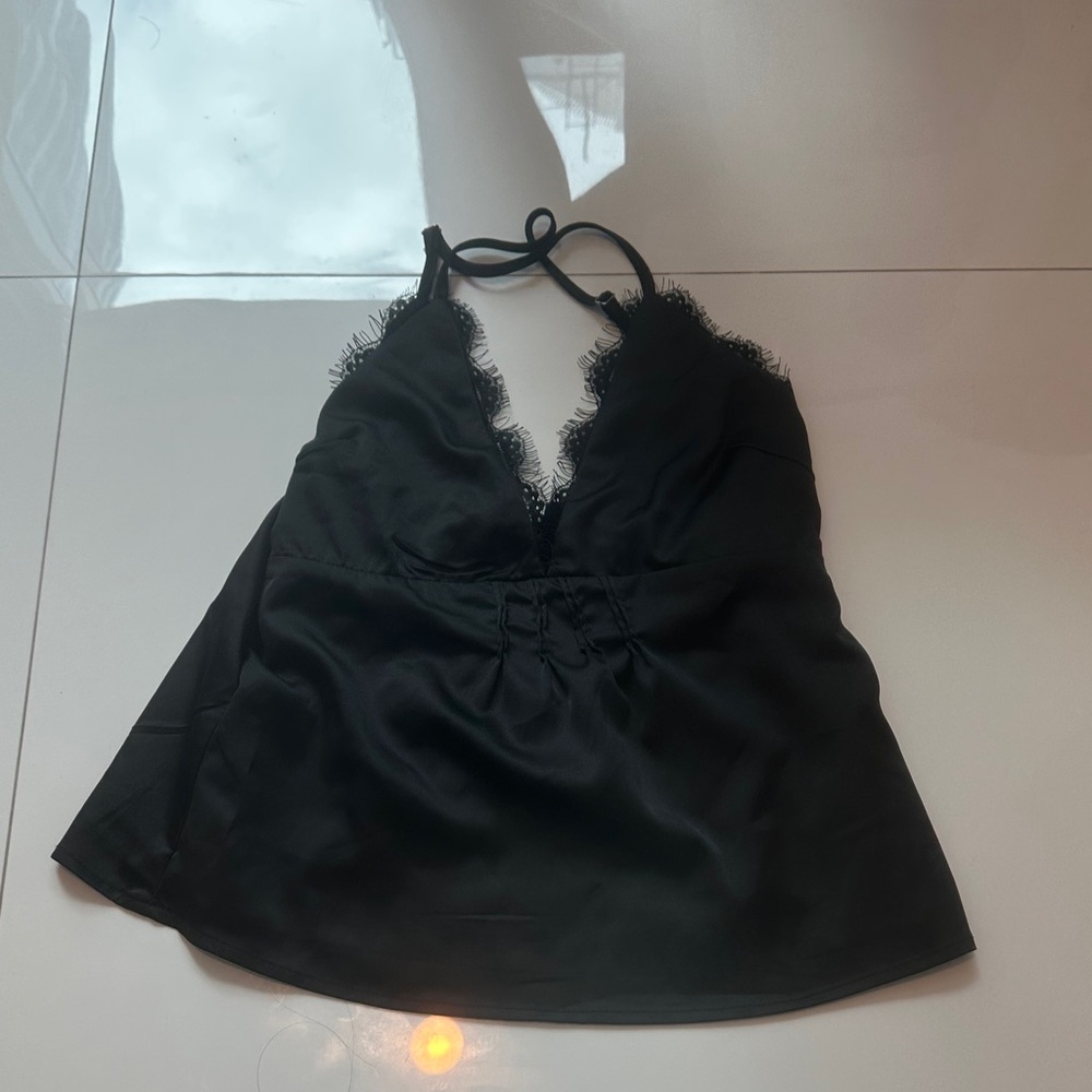 NWOT SUPERDOWN Black Lace Trim Cami Top